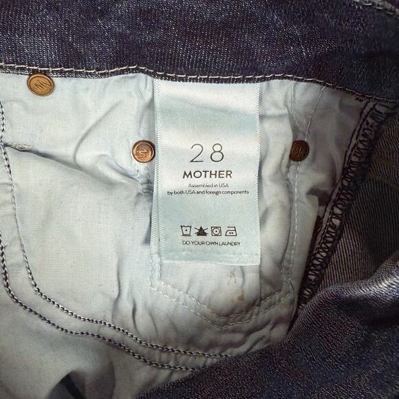 Mother High Waisted Looker Ankle Fray Jeans Size 28 On The Edge Dark Wash - Picture 7 of 11